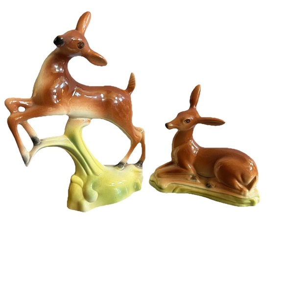 Vintage 1940’s Ceramic Deer Pair Pottery Figurines Stewart McCulloch Calif - Picture 2 of 11